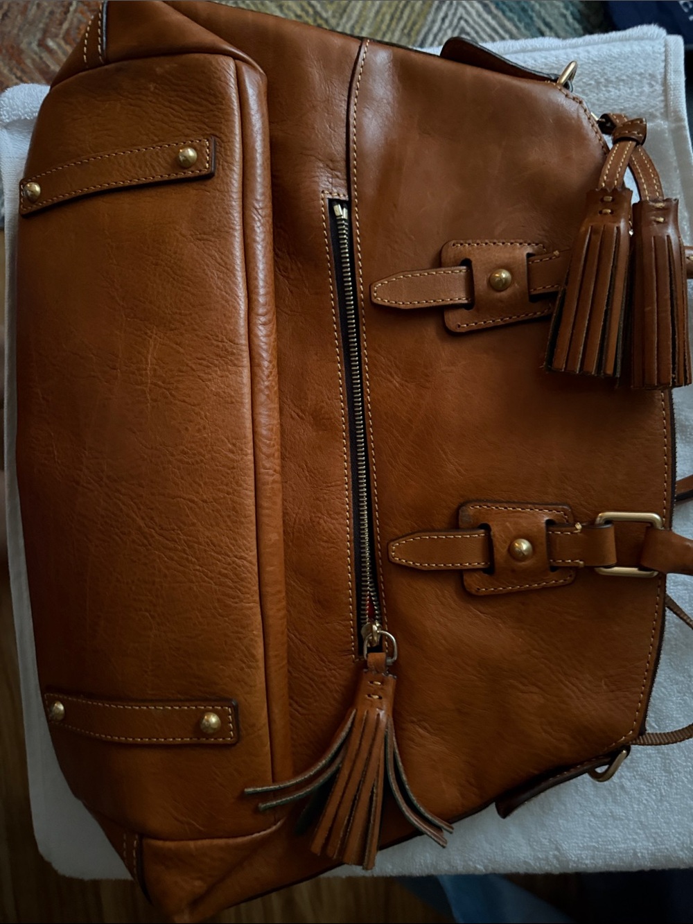 Dooney & Bourke Cognac Brown Leather Tote - - Picture 3 of 5